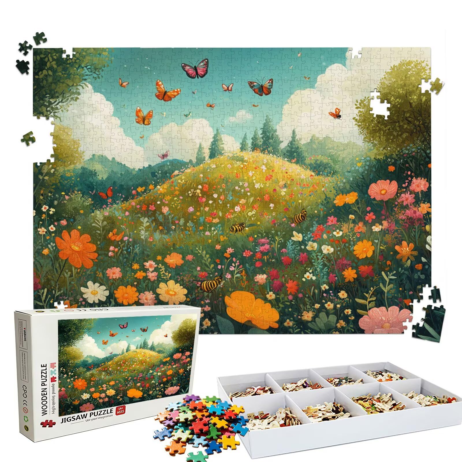 Puzzle 4000 Pezzi erba Farfalla, Puzzle 4000 Pièces Challenge Impossible, Puzzles 141.5x87.5 cm Taglia Grande Adulti, Giochi Educativo per Famiglie, Regalo Puzzles Classici, Decorazioni Casa W3H-573