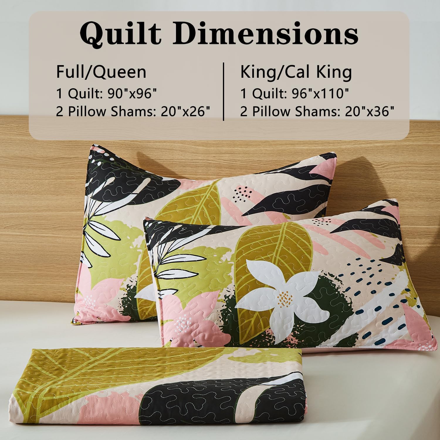 Yogeneg King Quilt Bedding Set,Elegant Botanical Pattern Oliver Green King/Cal King Quilt Set,3 Piece Lightweight Soft Summer Bedspread Coverlet with 2 PIillow Shams,All Season(Oliver Green,110"x96") - Image 7