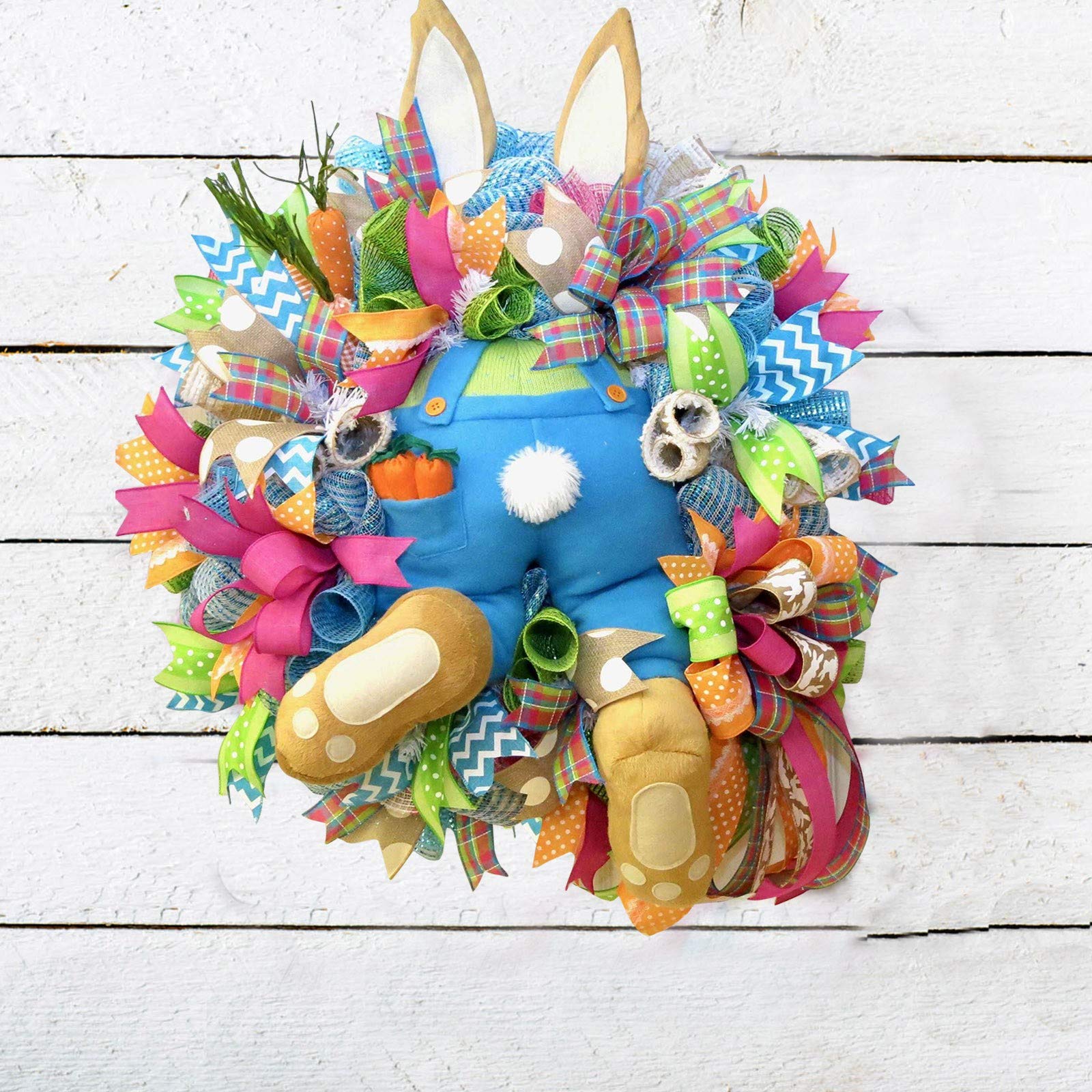 Lmtime Easter Bunny Butt Wreath, Easter Wreath for Front Door Decorations, Happy Easter Spring Indoor Wreath Decor
