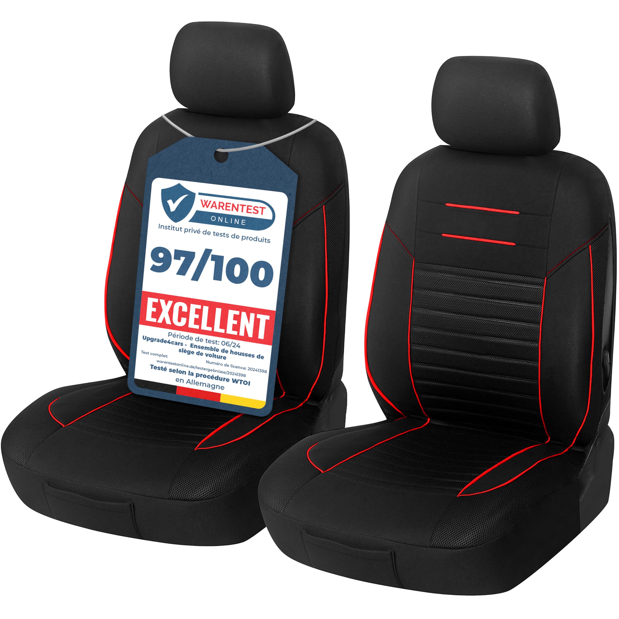 upgrade4cars Housses de Siège de Voiture Avant Universelle Noir Rouge