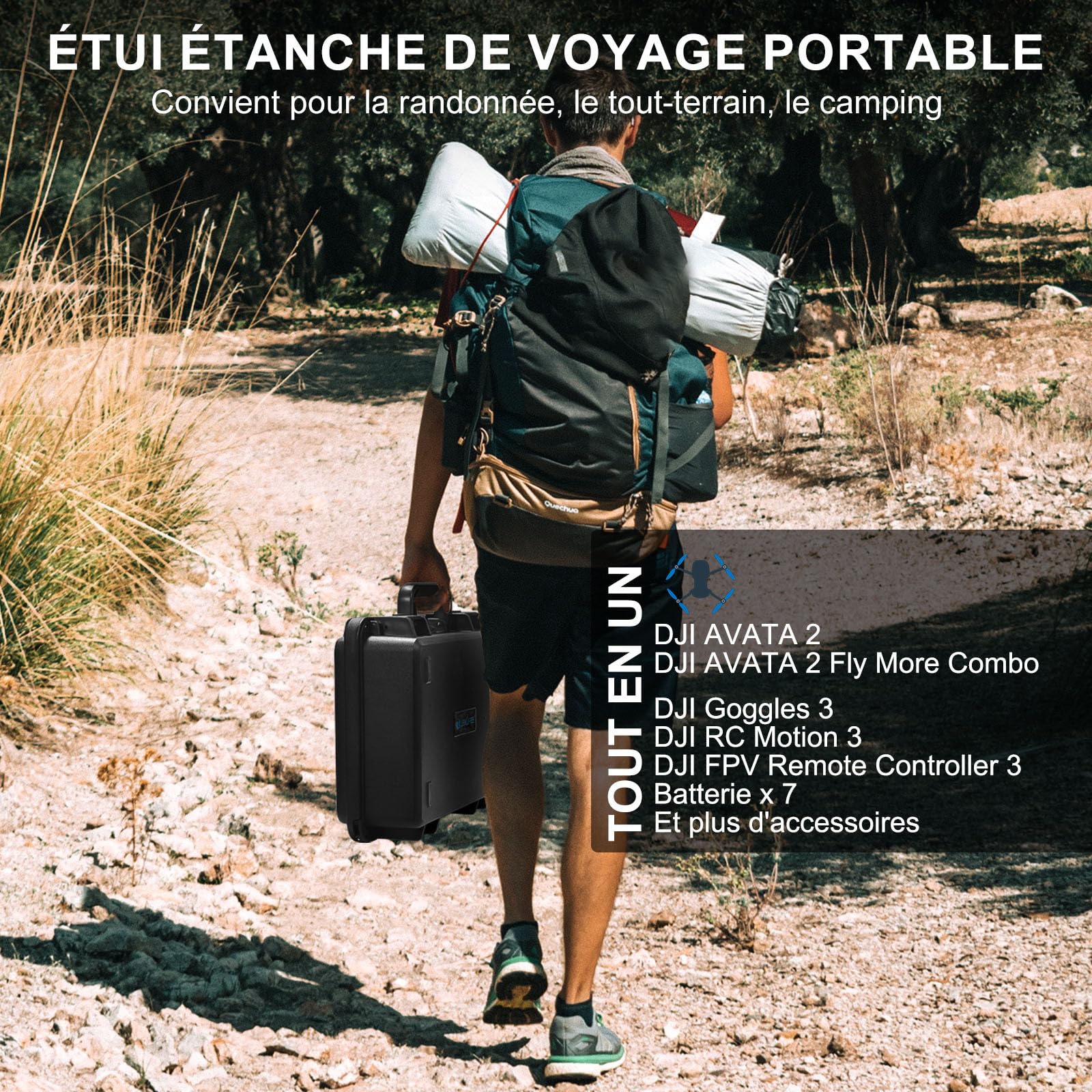 LEKUFEE Étui Rigide Étanche pour DJI Avata 2 Drone,Fly More Combo,DJI Goggles 3(Pas Fit Goggles N3),RC Motion 3,FPV Télécommande 3 et Plus d'Accessoires (boîtier Seul)
