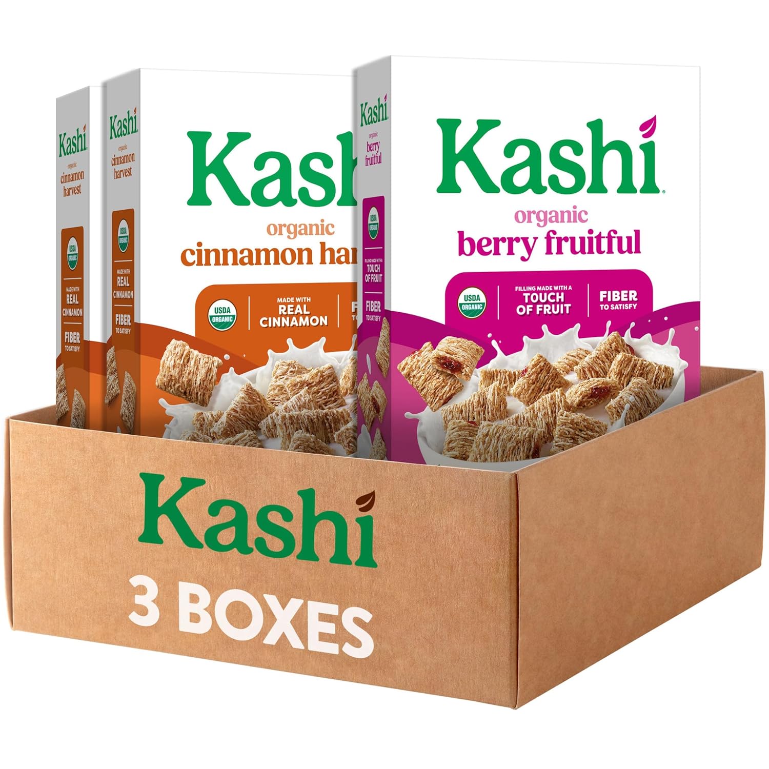 Kashi Breakfast Cereal, Organic, Whole Grain, Variety Pack (3 Boxes)