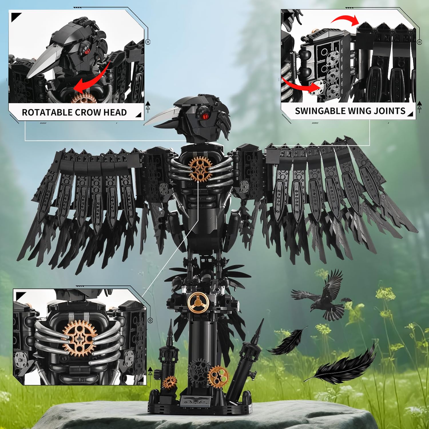 Amazon.com: SATHIBI Mechanical Crow Building Set, Crow Bird Model