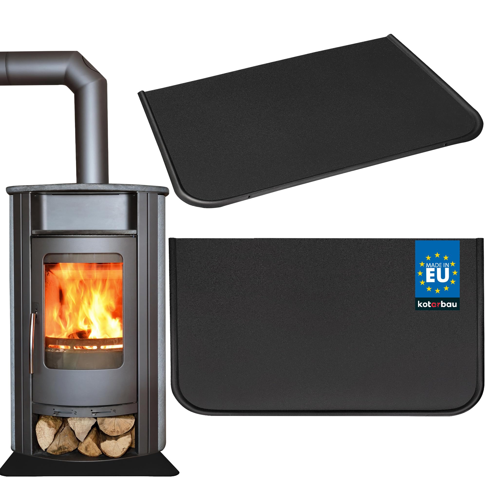 KOTARBAU® Fireplace Base Plate 40 x 60 cm Made of Powder Coating Steel Black Floor Sheet Ash Tray Fireplace Floor Plate Fireplace Plate Dirt Plate Floor Protection for Fire Pits Oven Tray Spark