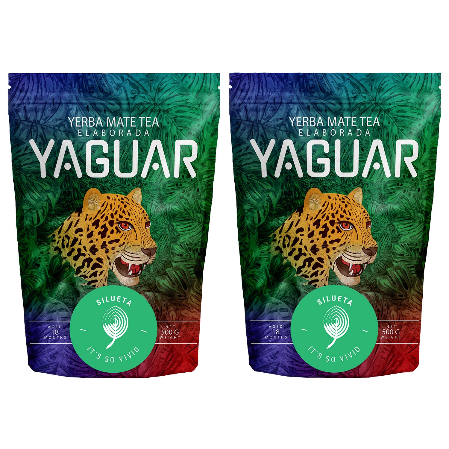 YAGUARSilueta 1000g (2x 500g), Yerba Mate Tea with Herbs, Brazilian Mate Tea, Weight Loss Support, Gluten-Free, Vegan