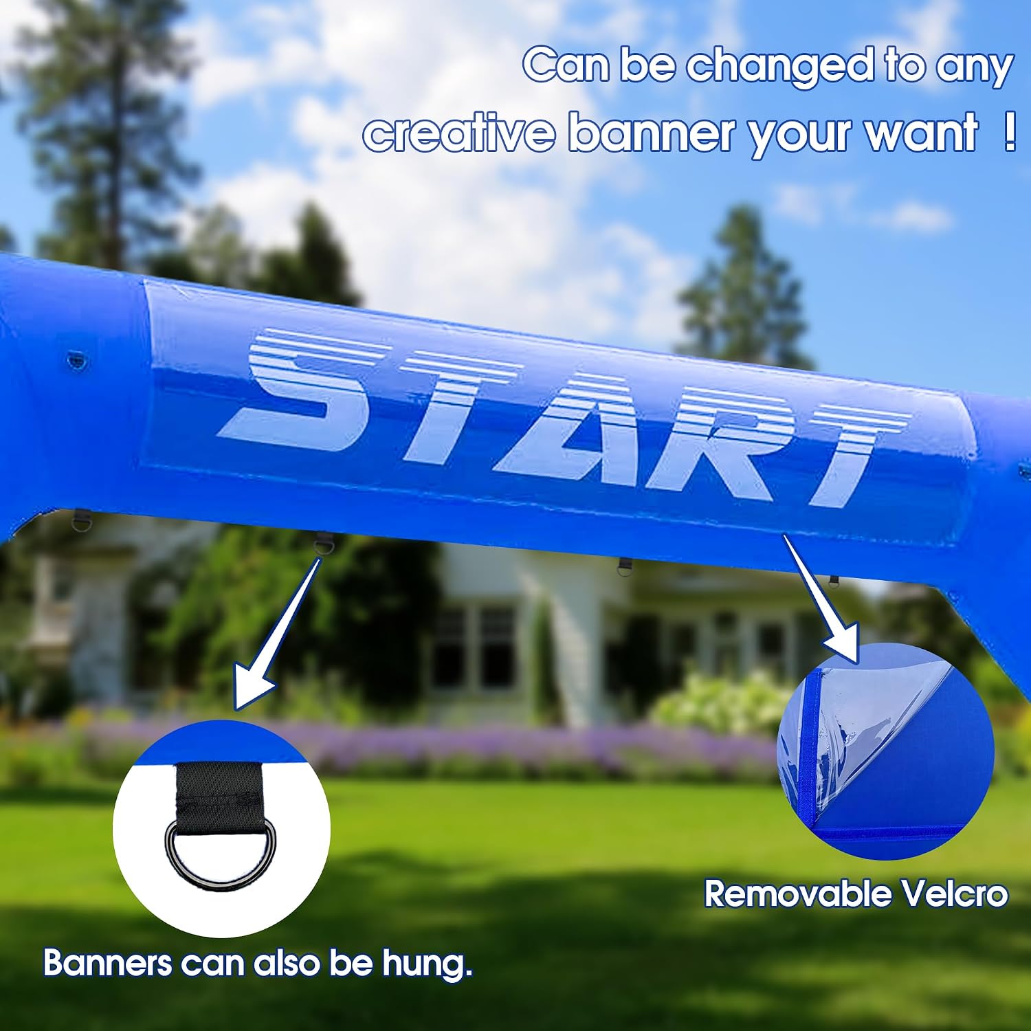 Giant Inflatable Arch 20ftx13ft with 280W Blower, Blue Inflatable Archway with Start Finish Race Banner for Marathons, Fundraisers, Outdoor Advertising Commerce