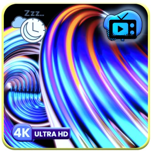 Bildschirmschoner für Neon Lights - Abstrakte VJ-Schleife mit leuchtenden Bildern, Sleep-Timer-Countdown & Sound-Only-Modus