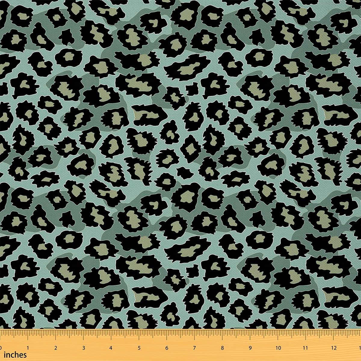 Feelyou Green Leopard Print Fabric by The Yard 3 Yards Kids Cheetah Texture Print Decorative Waterproof Outdoor Fabric Safari Animal Upholstery Fabric for Chairs Outdoor Fabric （No Real Fur）