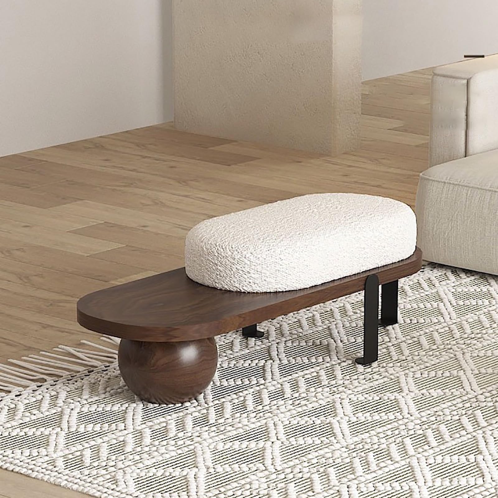MSHGSKU Upholstered Wooden Bench with Cushion for Entryway, Living Room, and Bedroom Storage and Seating