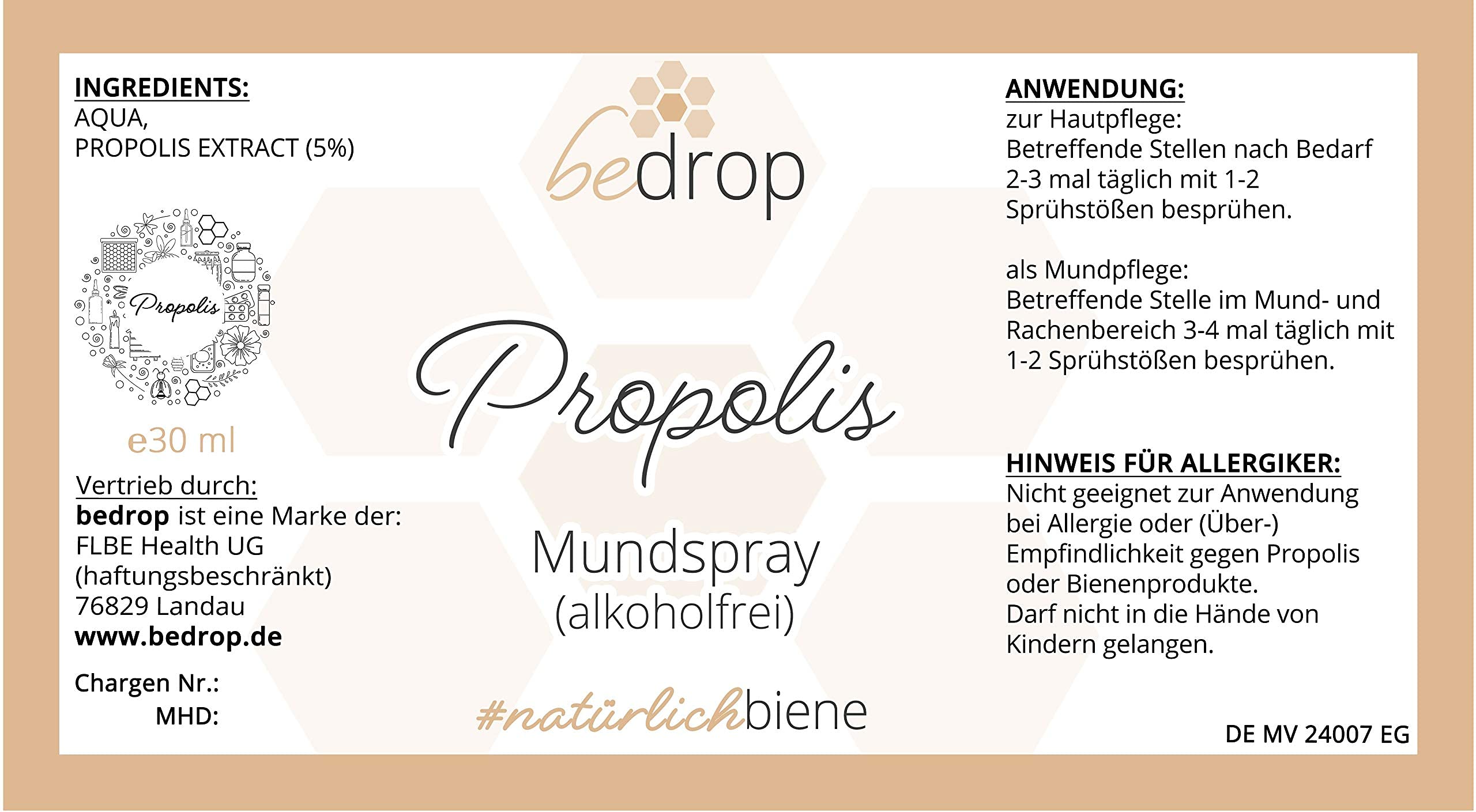 bedrop | Propolis Einsteiger Set - Spray + 20% Tinktur + Propolis Kapseln | Für Kinder & Erwachsene