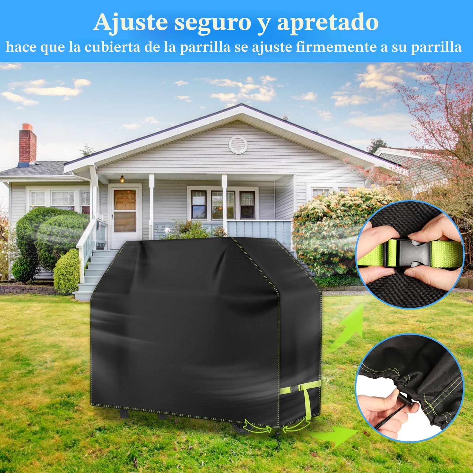 Funda Barbacoa Exterior Impermeable, VDISRR 420D Oxford Resistente al Desgarro Funda Protectora para BBQ 117 x 66 x 117 cm, Cubierta de Barbacoa Exterior Anti-Viento/Anti-Polvo/Anti-Humedad/Anti UV