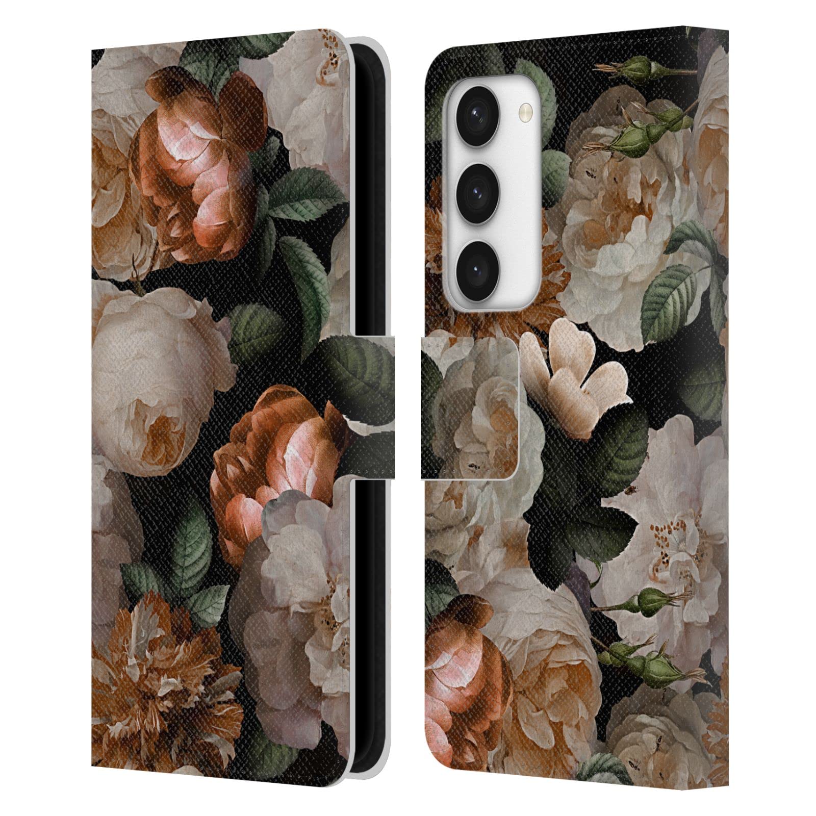 Protection intégrale Samsung S23 étui cuir fleuri