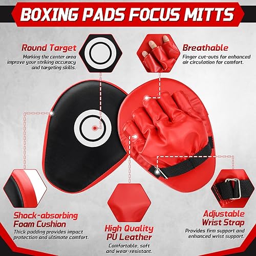 Miniatura 3 de Juego de guantes de boxeo y guantes de boxeo 3 en 1 para niños y jóvenes, guantes de boxeo curvados con envolturas de mano, guantes de enfoque para