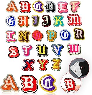 DOUGLAY Chenille Iron on Letters - Chenille Patches - Letter Patches - Backpack Patches for Girls and Boys - Chenille Letters - Sticker Chenille Letters Patches - Patch Chenille Letter for Clothing.