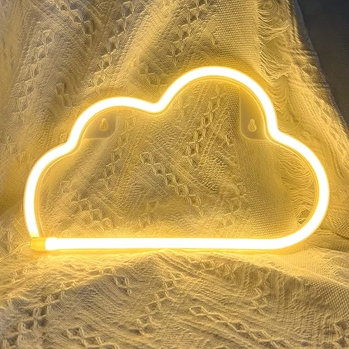 Letreros de neón de nube, luz LED de neón de nube para decoración de pared, funciona con pilas o USB, luces de pared para dormitorio, estética,