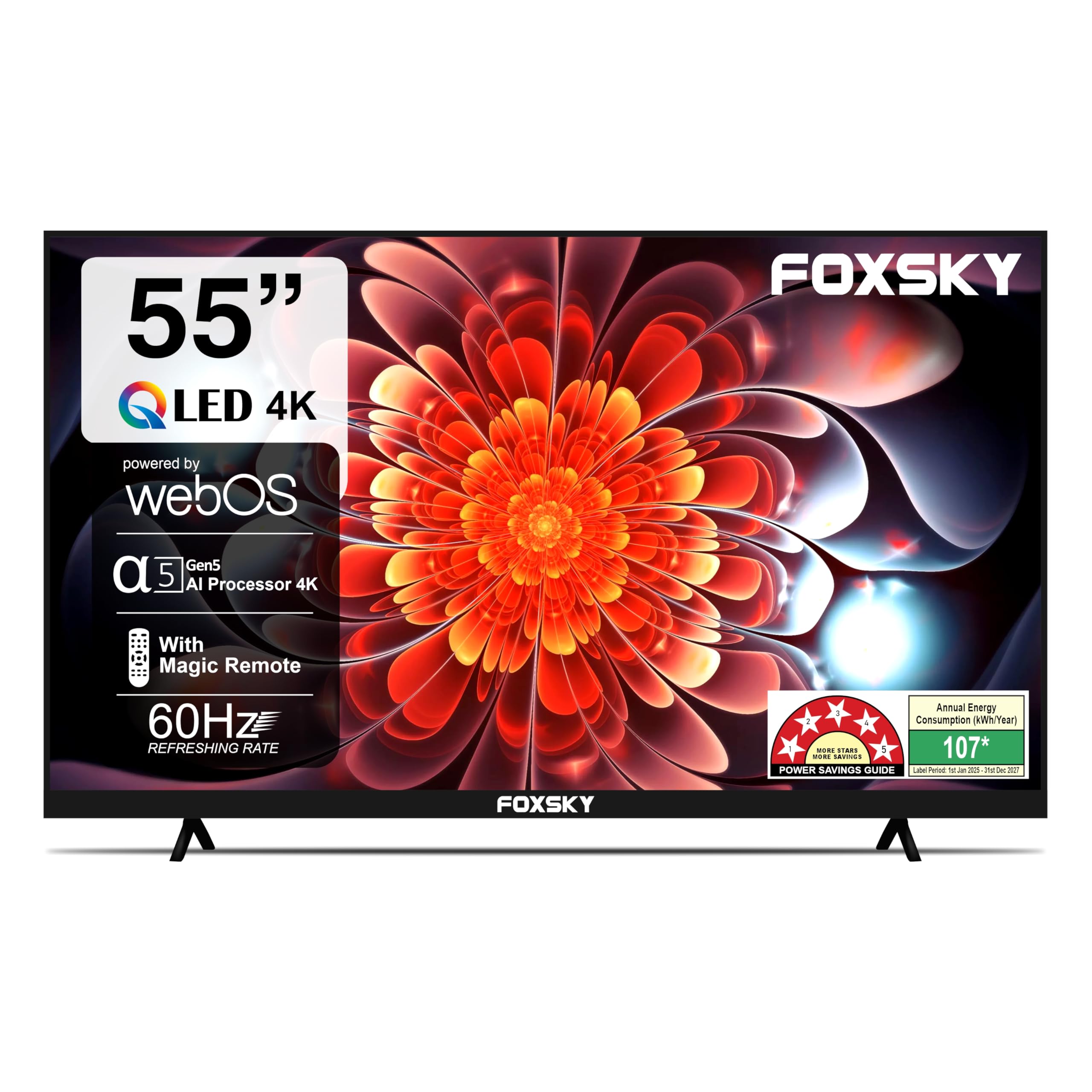 Foxsky 139.7 cm (55 inches) 4K Ultra HD Smart LED TV 55FS-VS (Black)