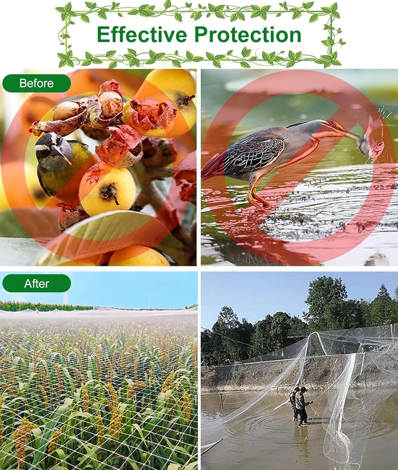Genérico Malla De Nailon para Pájaros, Recortable Y Resistente A Los Desgarros, con Una Malla De 2 Cm, Adecuada para Proteger árboles Frutales Y Hortalizas (White 15x10 m / 49x33 ft)