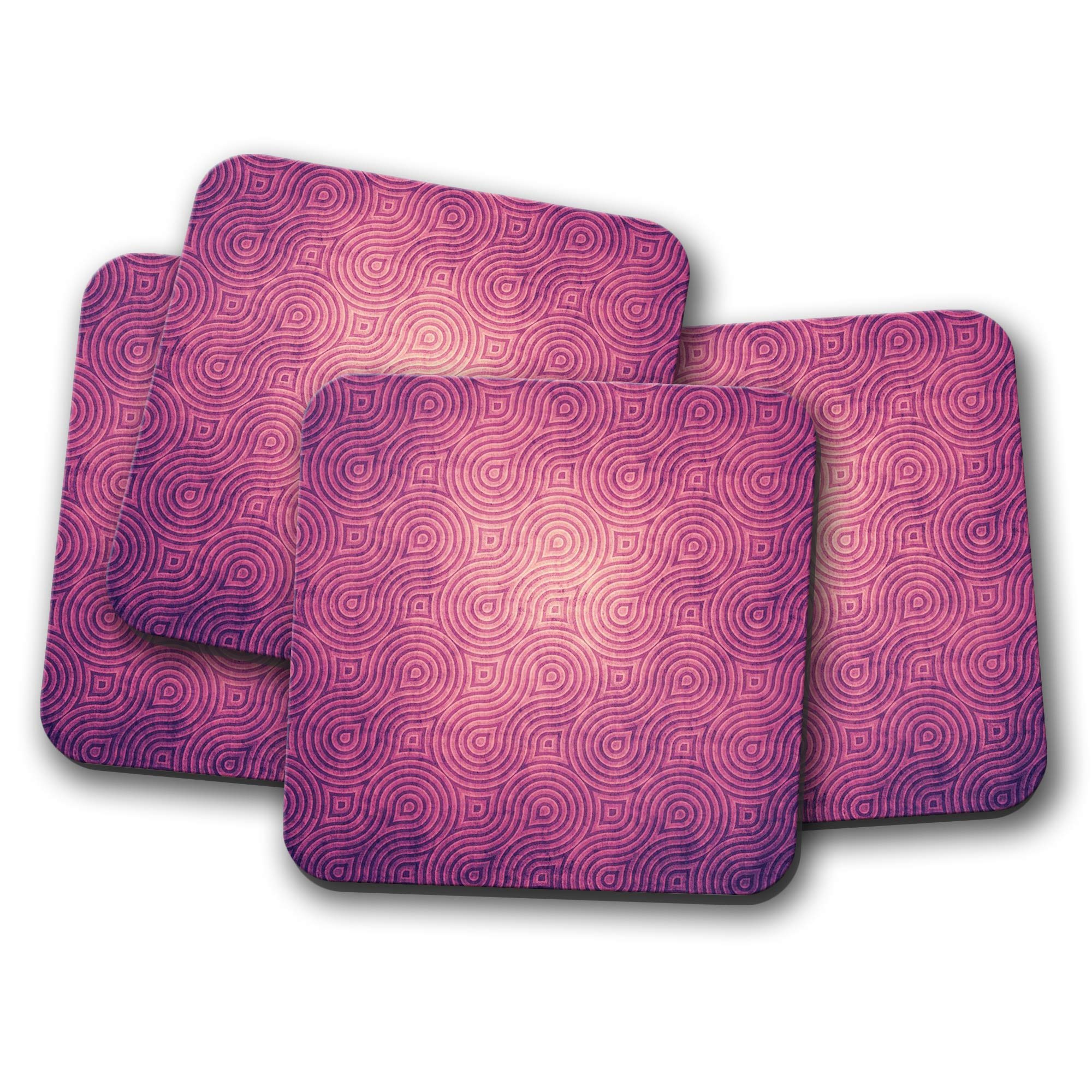 4 Set - Retro Pink Pattern Coaster - Purple Pretty Mum Sister Auntie #8885