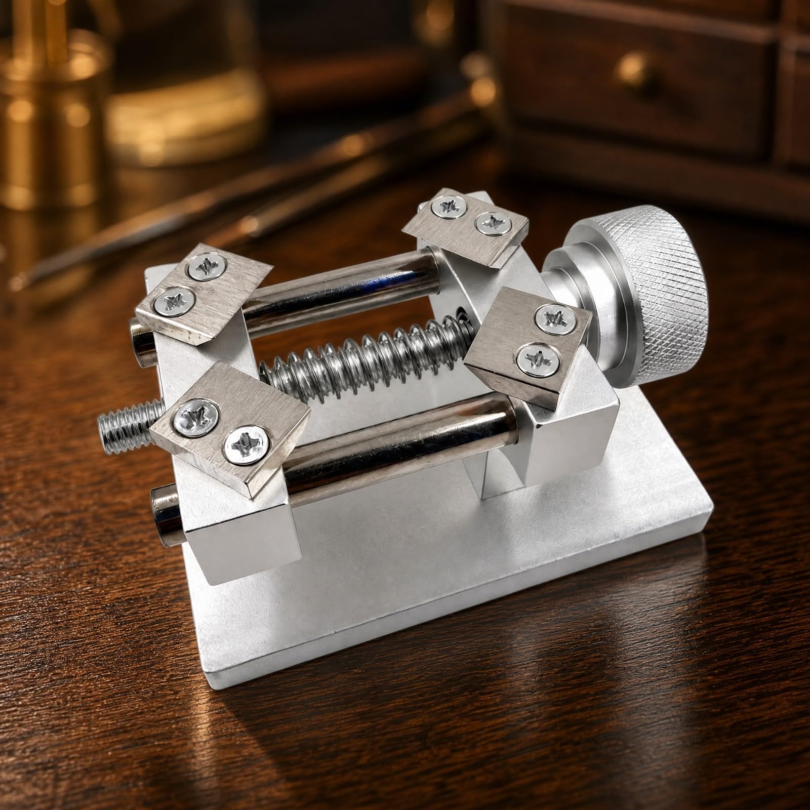 rockible Relojero con Cuatro Bloques jeción Table Herramienta Apertura Bisel Reloj Resisn para Relojeros Caseros, Plateado