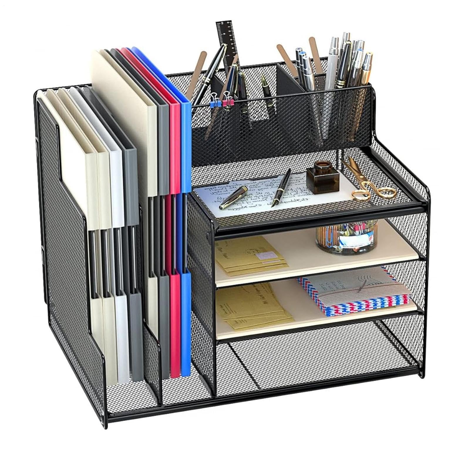Büroorganisation für Schreibtisch, Schreibtisch Organizer mit Schubladen | Multifunktionsbuchstableer großer Dateispeicher mit Stifthalter fü