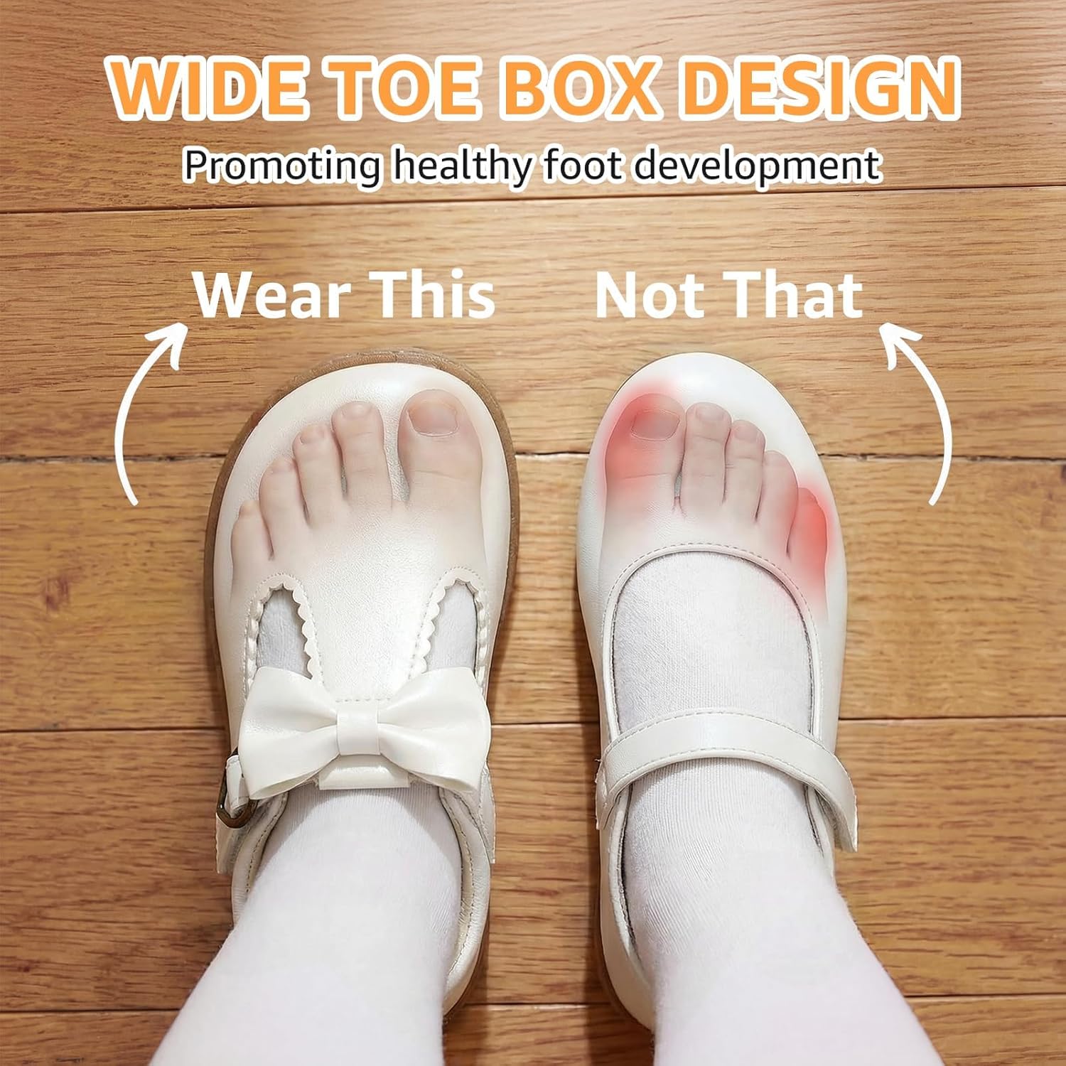 STQ Toddler Girls Dress Shoes Wide Toe Box Mary Jane Flats Zero Drop T Strap Ballet Wedding Flower Uniform School Shoe with Non-Slip - Image 4