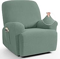 Vista 23 de TAOCOCO Funda reclinable de 4 piezas, funda elástica para sofá reclinable de 4 piezas, funda reclinable con 1 asiento, protector de sofá suave