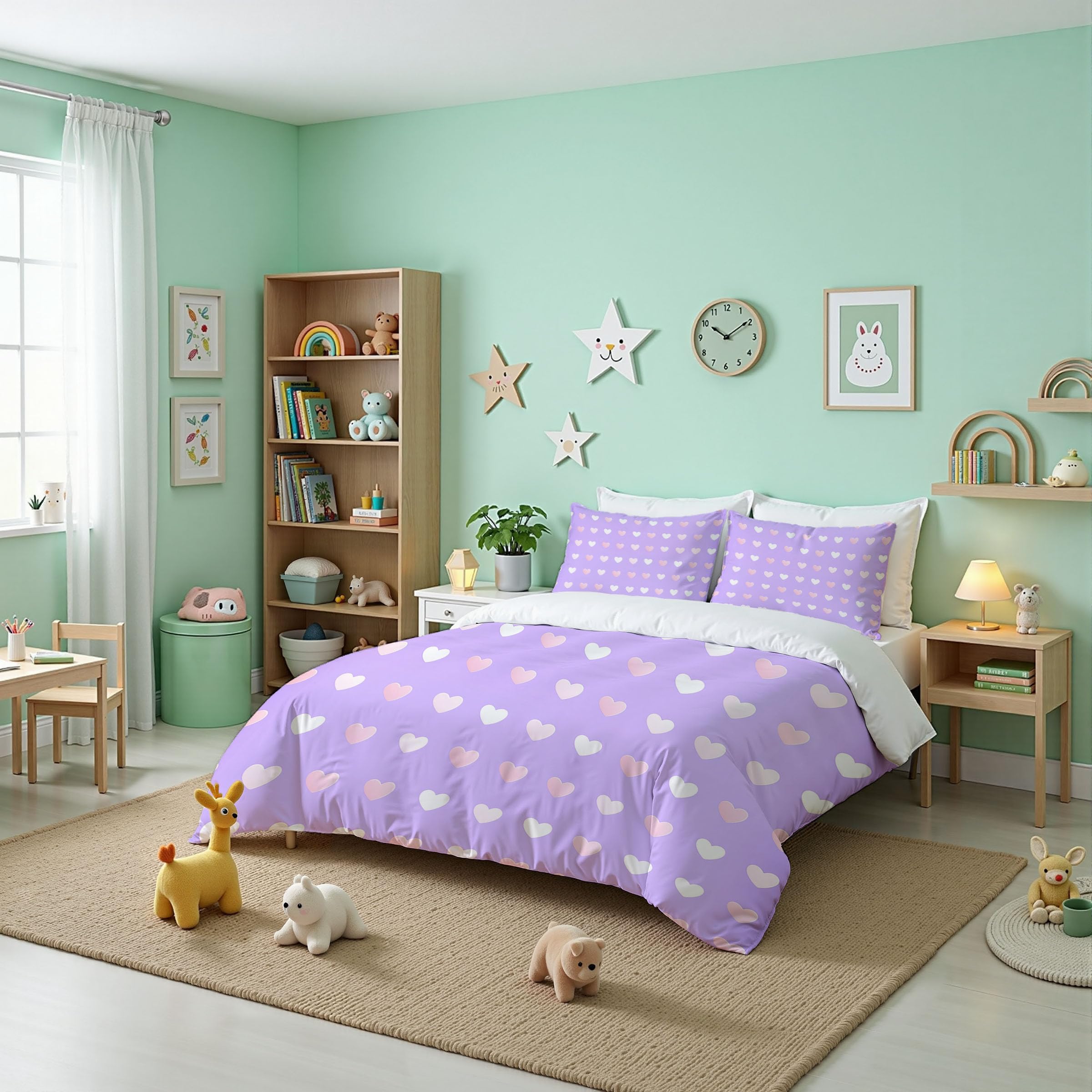 Parure de lit 140x200 adulte violette pour une chambre cosy au style romantique moderne