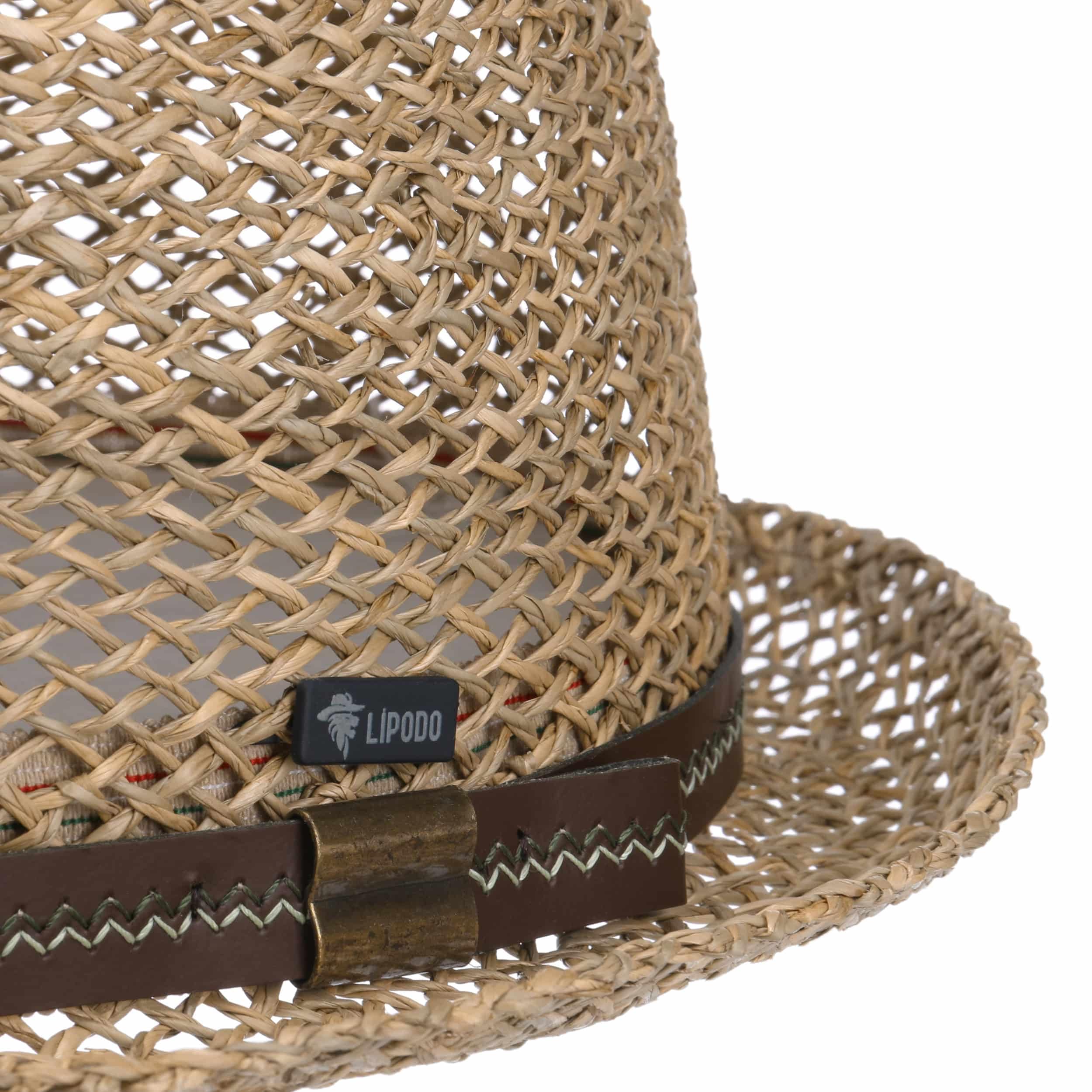 Lipodo CHAPEAUSHOP Pork Pie Chapeau Paille ventile Fabrique en Italie Unisexe Printemps Ete