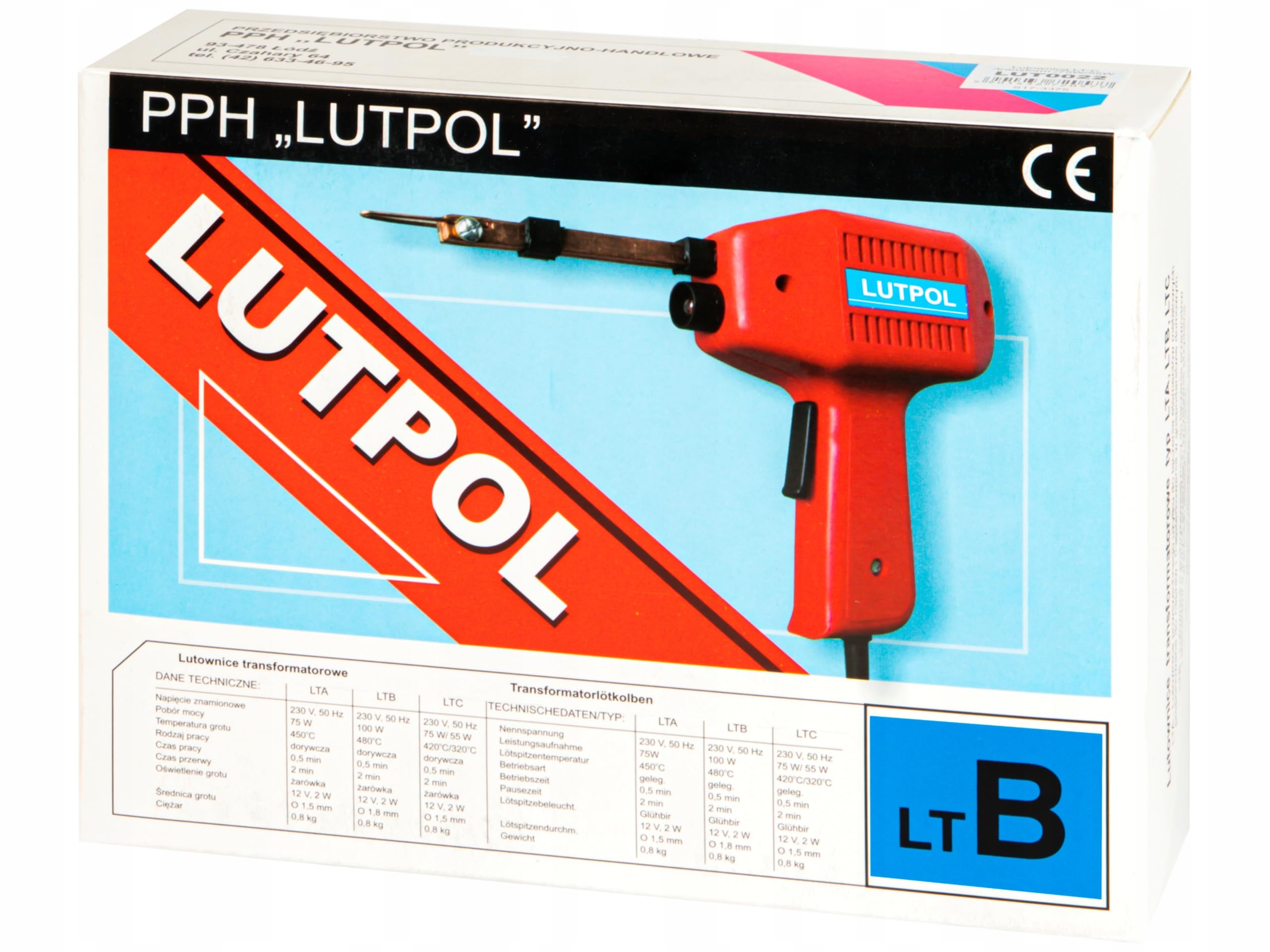 Blow SOLDADOR TRANSFORMATOR LUTPOL LT-B 100W 480C CON PISTOLA DE POTENCIA LED