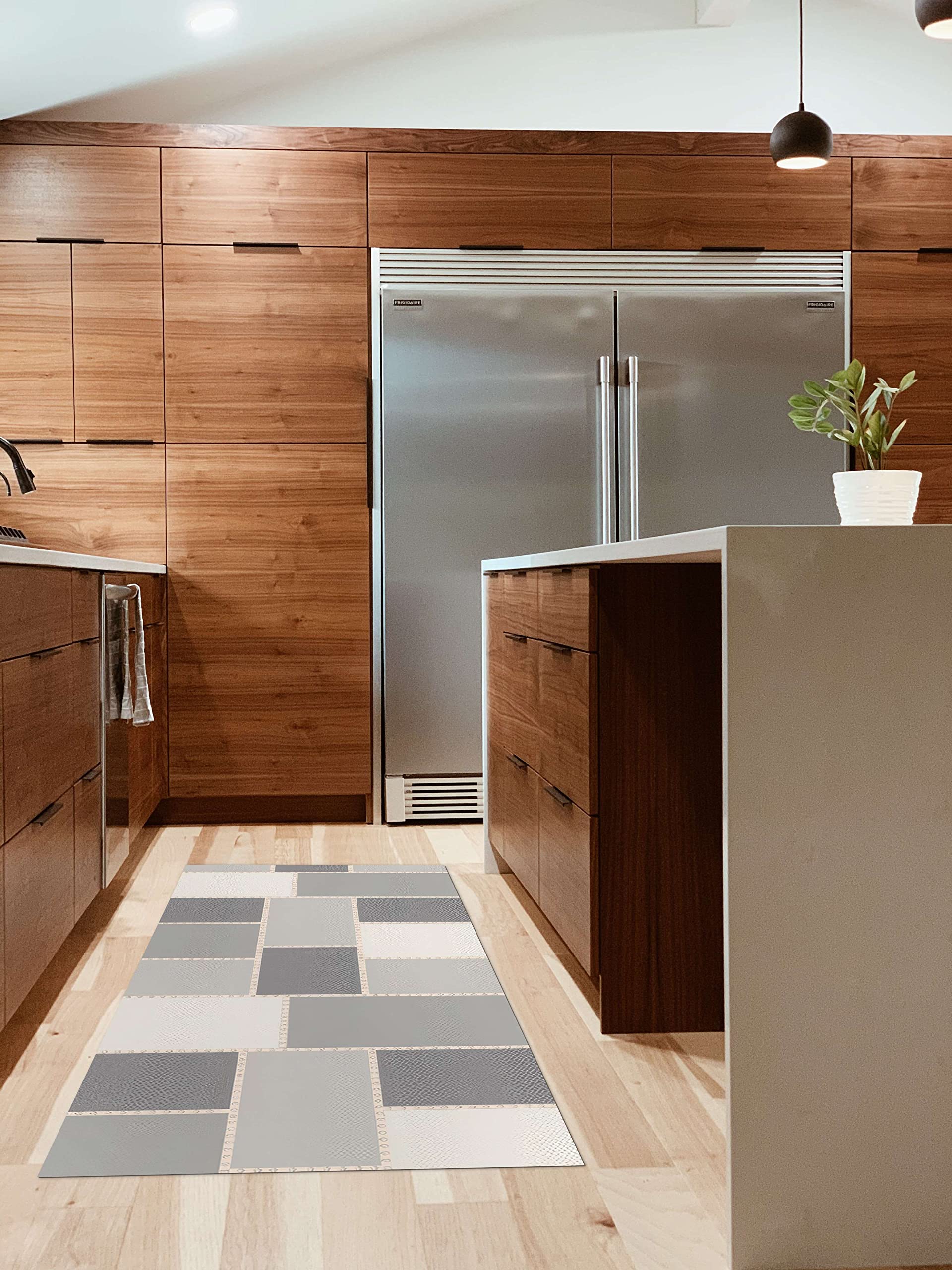 Tappeto Cucina In Vinile Antiscivolo 52x200 Cm - Stampa Margherite, Lavabile, Made In Italy - Foto 2