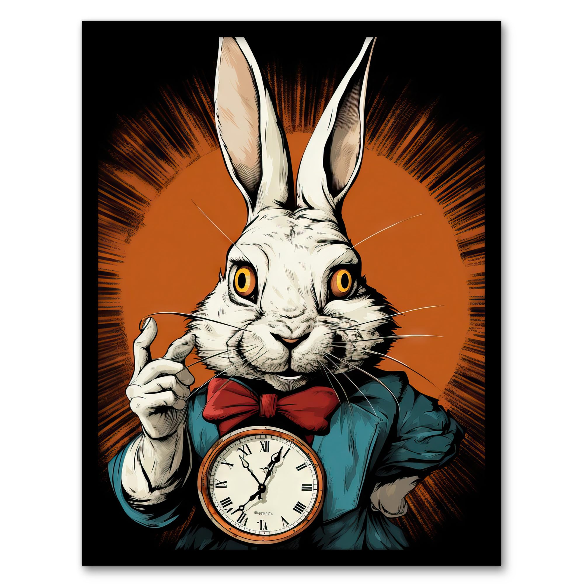 Alice In Wonderland White Rabbit Wall Art Print - Whimsical Magical Adventure Painting - Artery8 - A4 Framed