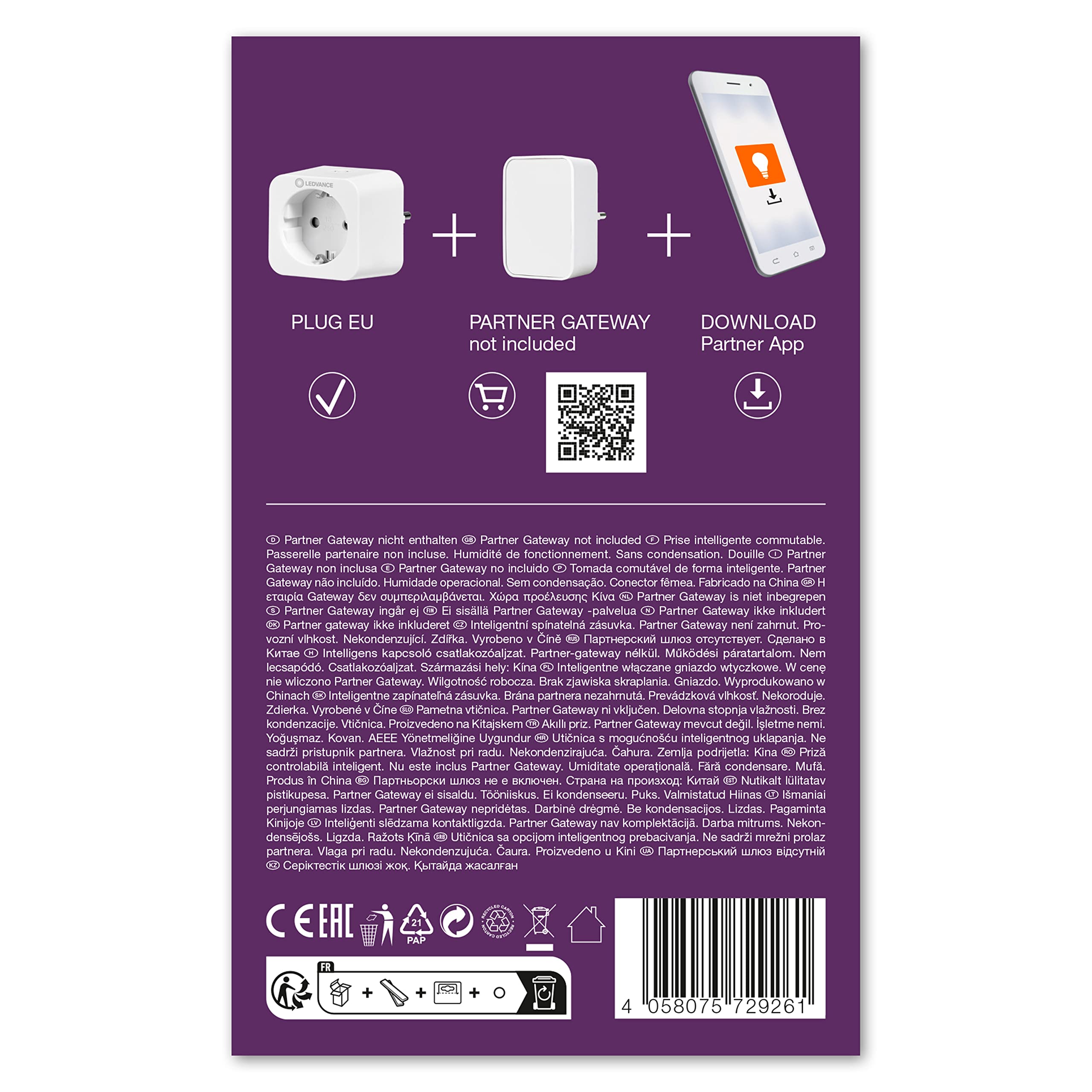 LEDVANCE 4058075729261 ZB Indoor Plug EU inteligentne gniazdko, antracyt