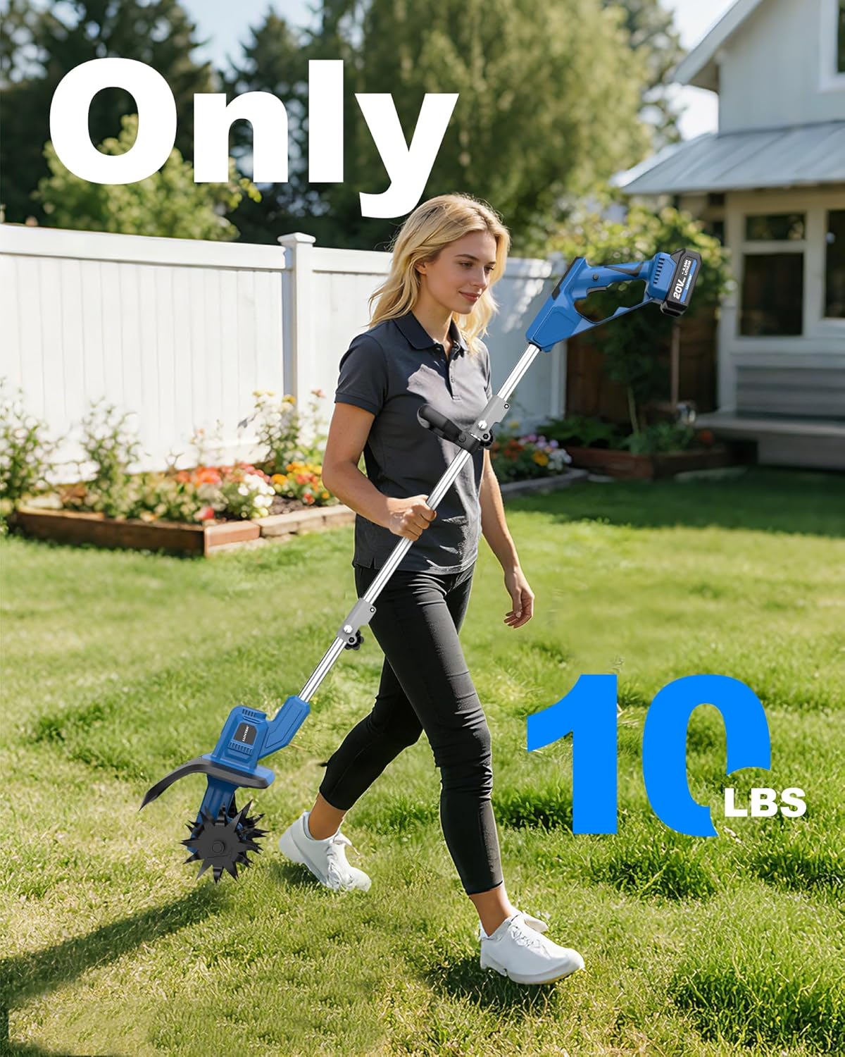 LUXTER Cordless Tiller Cultivator, 300RPM Battery Operated Garden Tiller with Brushless Motor, 2×4.0Ah Battery & Fast Charger, Foldable Handle Soil Cultivator for Gardening Vegetable Gardens