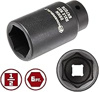 Vista 2 de Powerbuilt 647076 - 647076 - Toma de tuerca de eje de 1.142 in, punta extra profunda, quitar tuercas del eje del eje de la rueda delantera, orificio