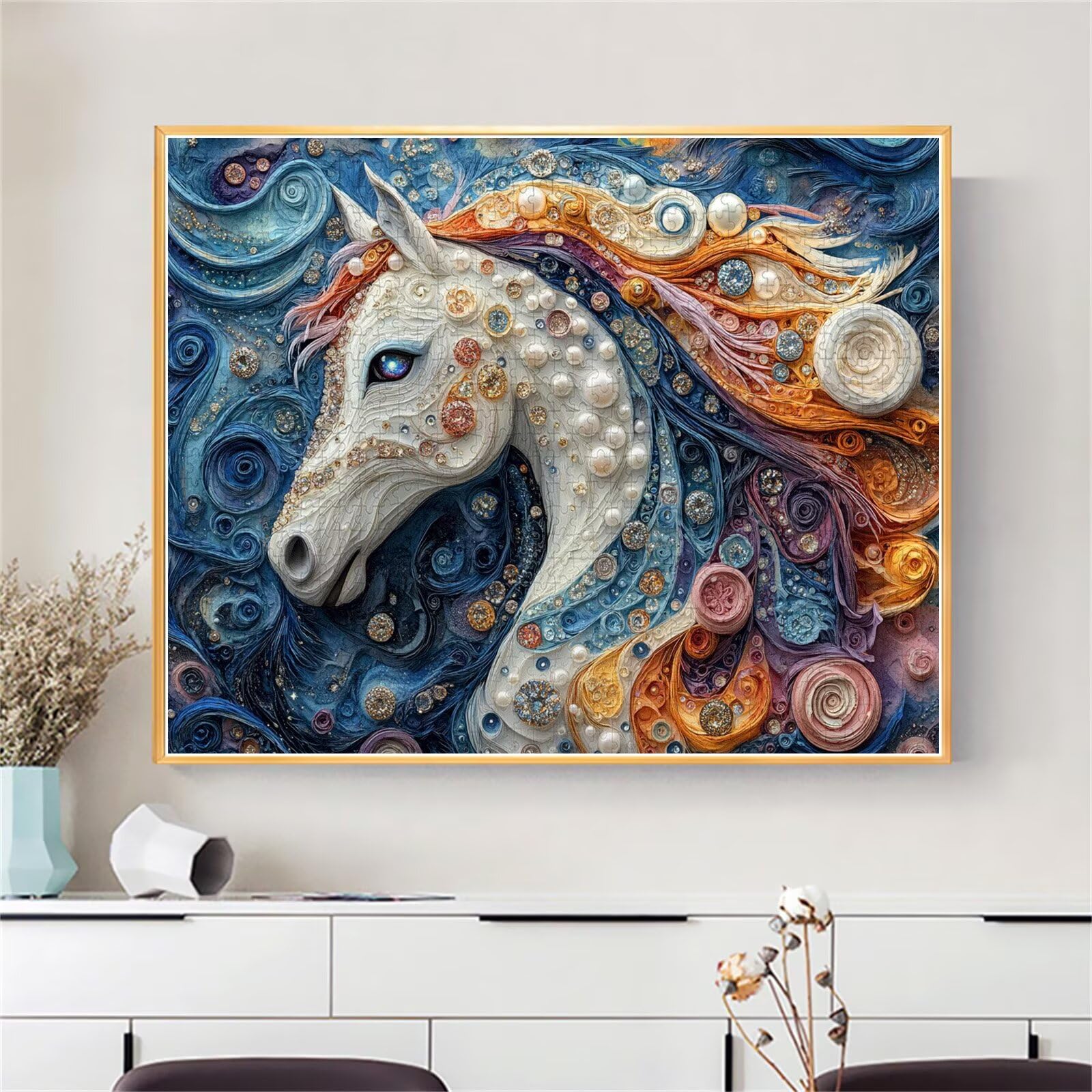 Pferd Puzzle für Erwachsene Kinder Anspruchsvoll 5000 teile Impossible Klassische Puzzles Schwer Abstrakt ab 8 9 10 Jahre Mädchen Jungen Jigsaw Kunst Educa,für Dekoration und Geschenke 105x156cm t-617