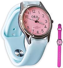 7DAYWEAR Analog Silicone Watch, Pink-Aqua/Fuchsia