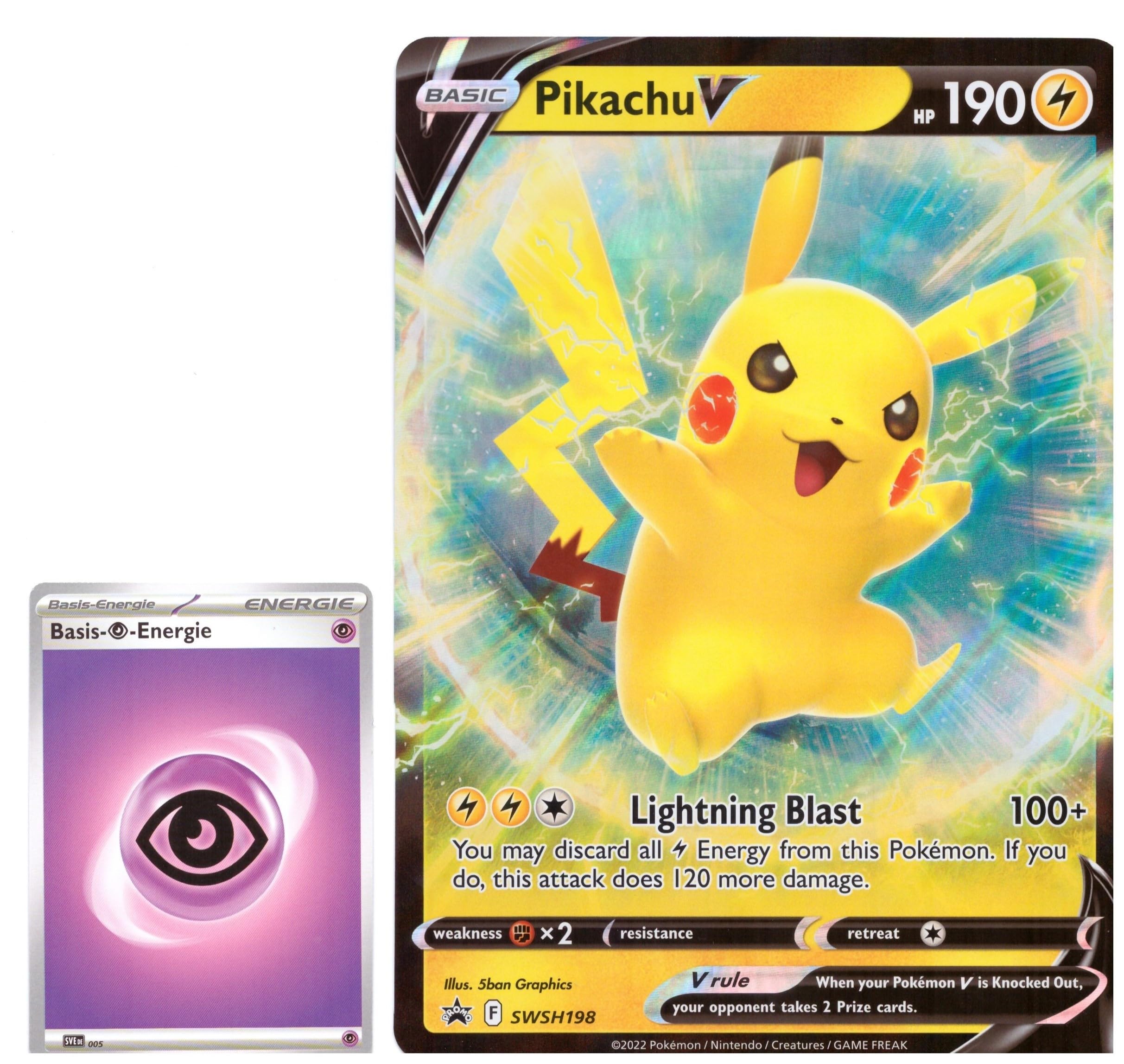 BB-Toy-Trades PKM Trading Card XXL Promo Card Pika V 198 - English - Fullart Holo Mega Jumbo Oversize Single Card with BB-Toy-Trades Sleeve (Pika V 198 EN)
