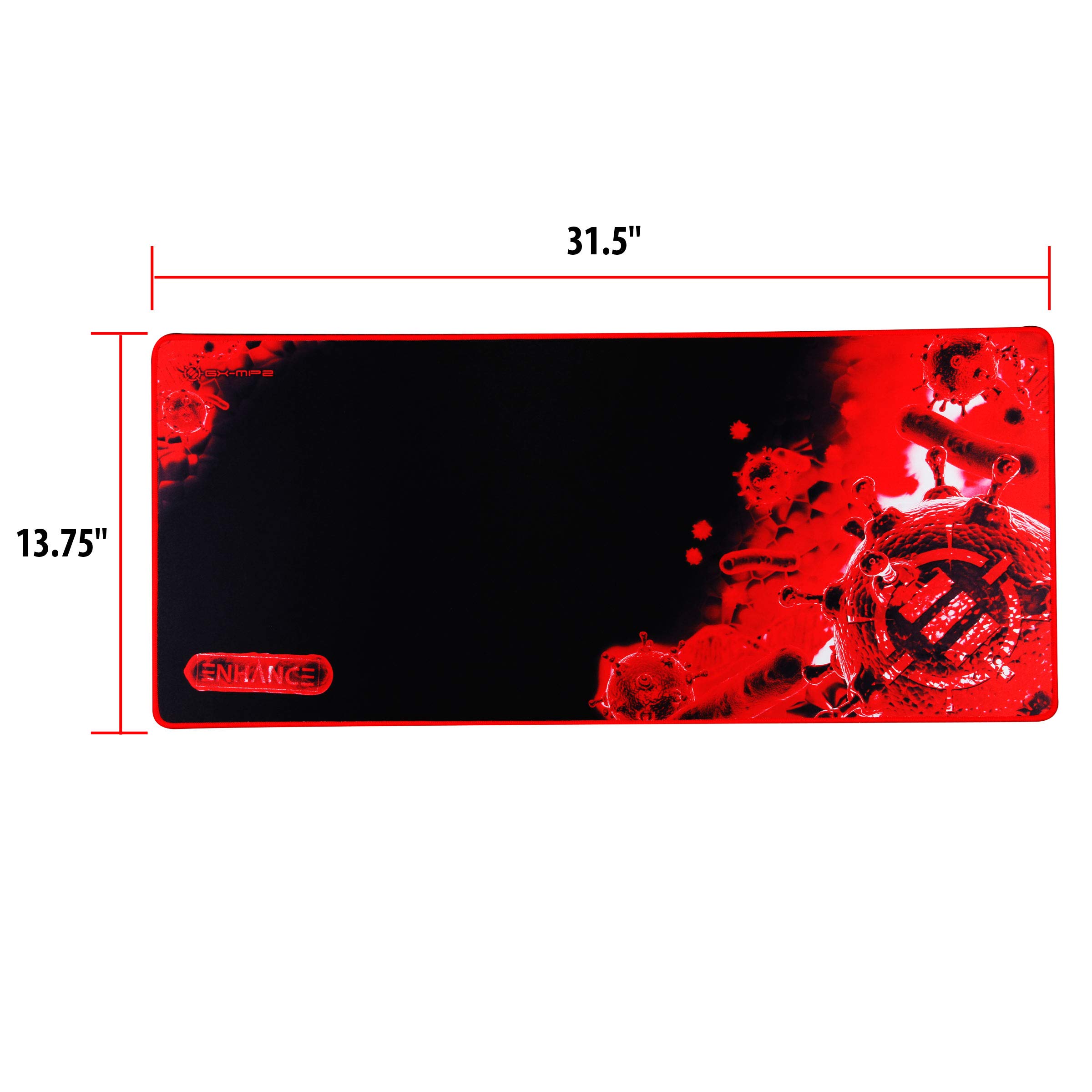 ENHANCE Mouse Pad da Gioco - Tappetino per Mouse XXL (80 x 35 cm) Cuciture Anti-Sfaldamento con Superficie di Scorrimento a Basso Attrito e Supporto Antiscivolo - Rosso