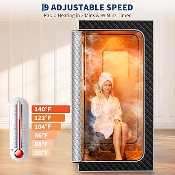 Garvee Sauna Box,Portable Sauna for Home with 4L 1500W Steamer,Explosion Zroof Zip,99 Mins Timer,Sauna Tent with 600D Encrypted Fibre, Easy Setup Quick Heat-Up Foldable Sauna for Home Spa(Grey)