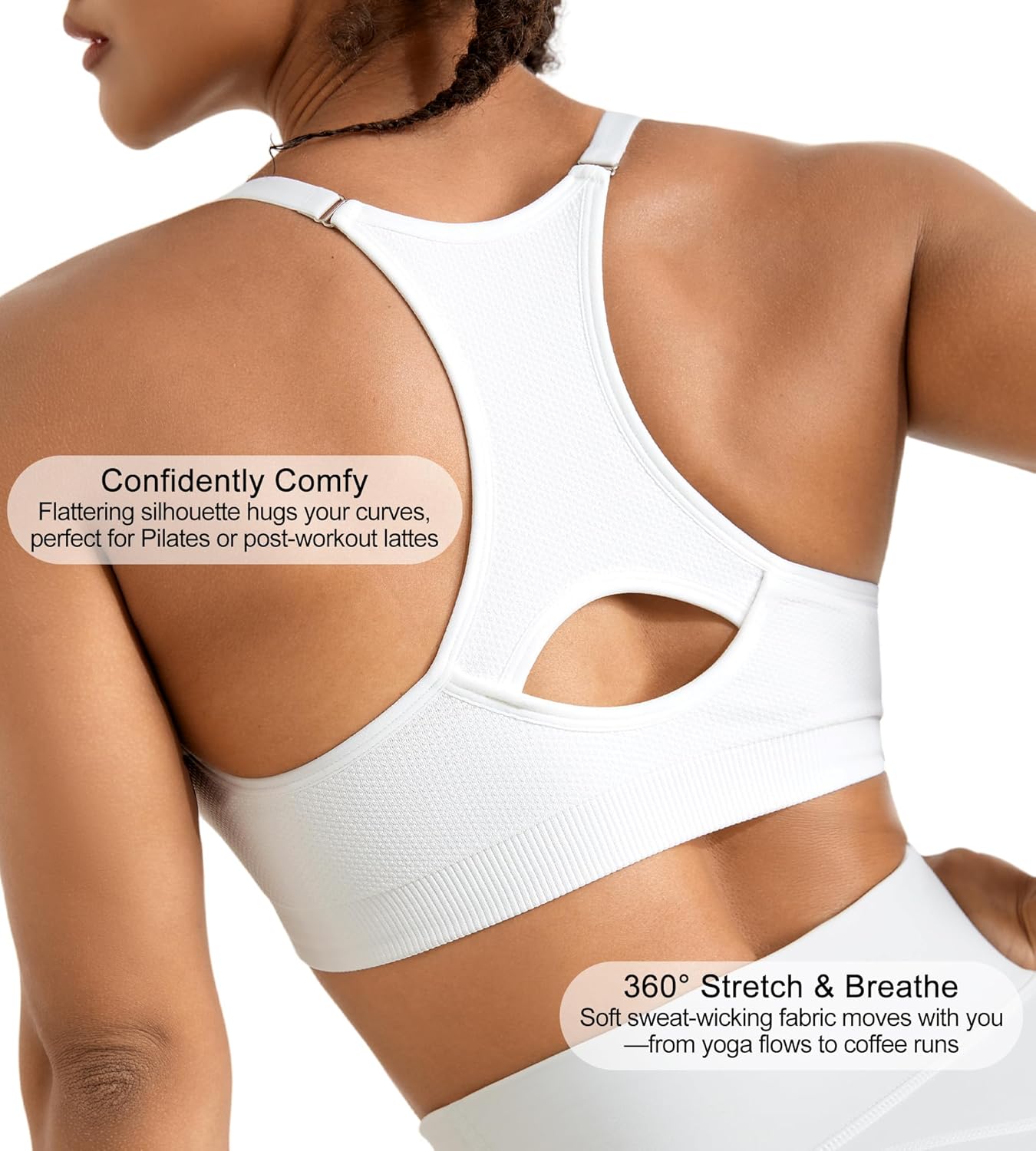 Womens Comfortable Sports Bra - Racerback Light Support Padded Yoga Bra Adjustable Spaghetti Strap Workout Bra Tops - Image 4