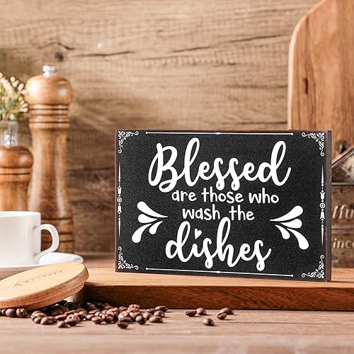 Miniatura 2 de Decoración de madera de granja de cocina en blanco y negro, decoración de pared de cocina moderna, rústica, decorativa, divertida, bandeja de arte