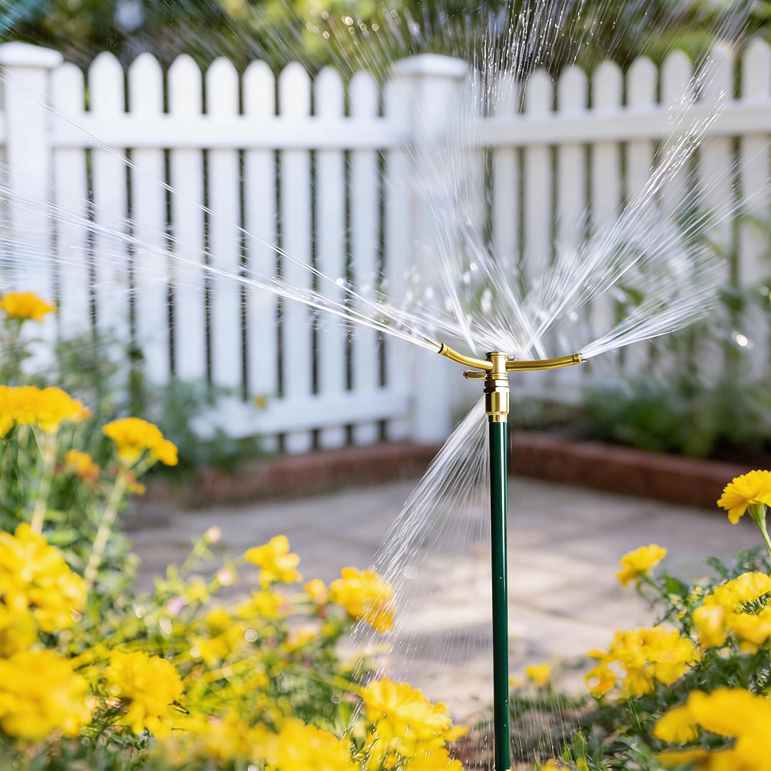 2 Pack 3-Arm Garden Sprinkler, High-Rise Lawn Sprinkler with Adjustable Telescoping Rod and Spike Base, 360 Degree Rotation Irrigation Tool for Large Area Yard Lawn Garden