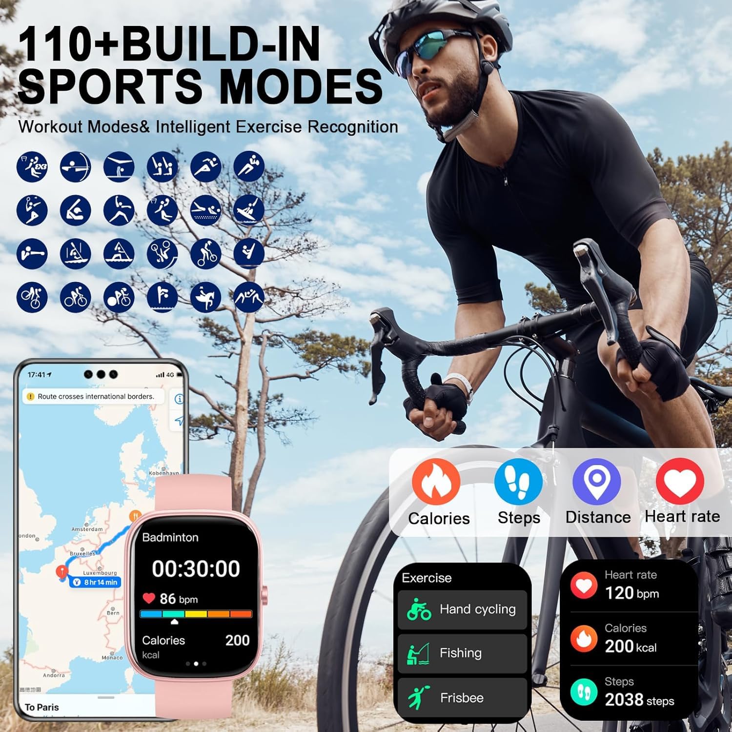 Smartwatch con funzione Alexa integrata, tracker fitness touch screen con funzione di chiamata Bluetooth, orologio fitness con monitoraggio della frequenza cardiaca/sonno