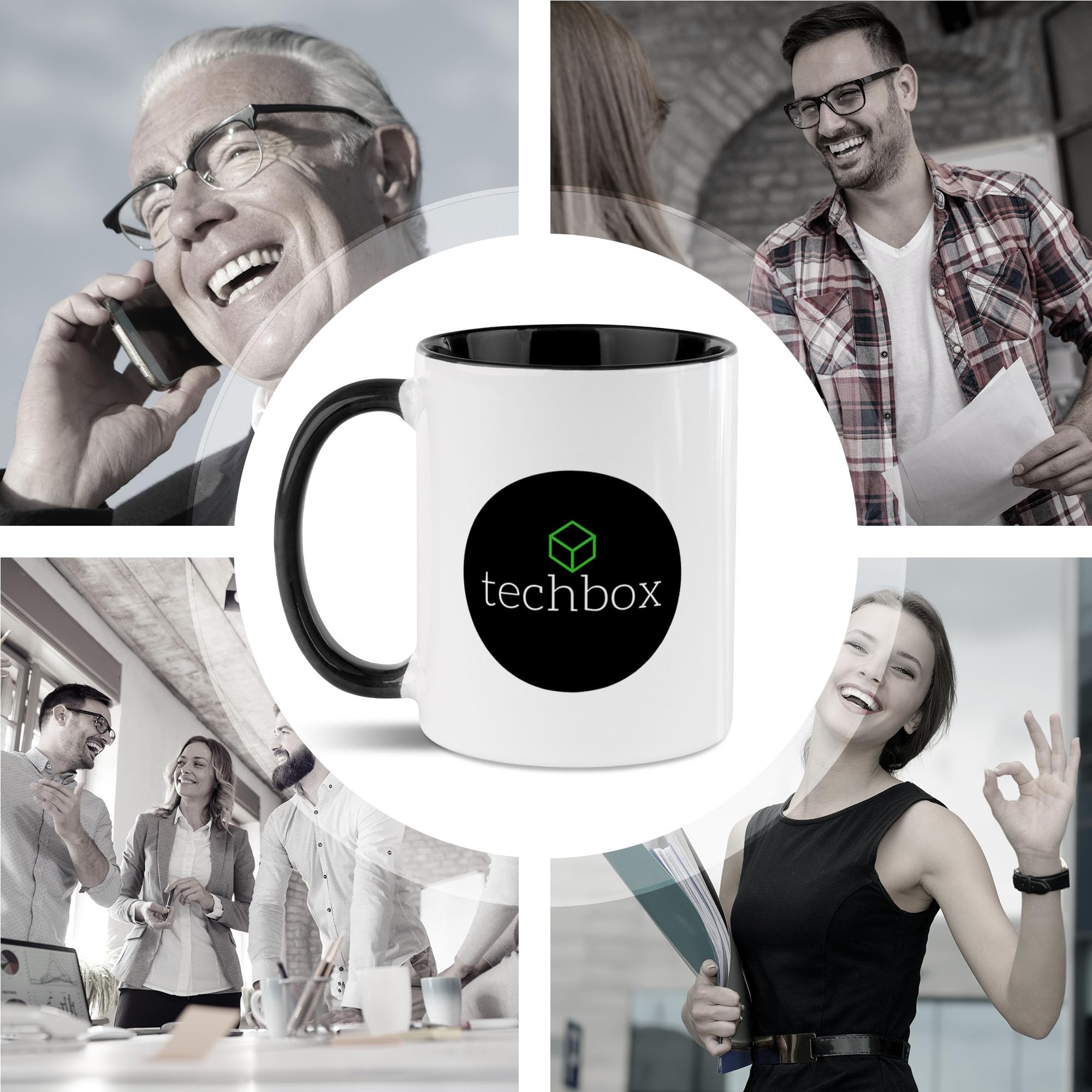 Tassendruck Firmen-Tassen 24 Stück mit eigenem Logo gestalten - Geschenke zum Firmenjubiläum, für Kollegen, Merchandise, B2B