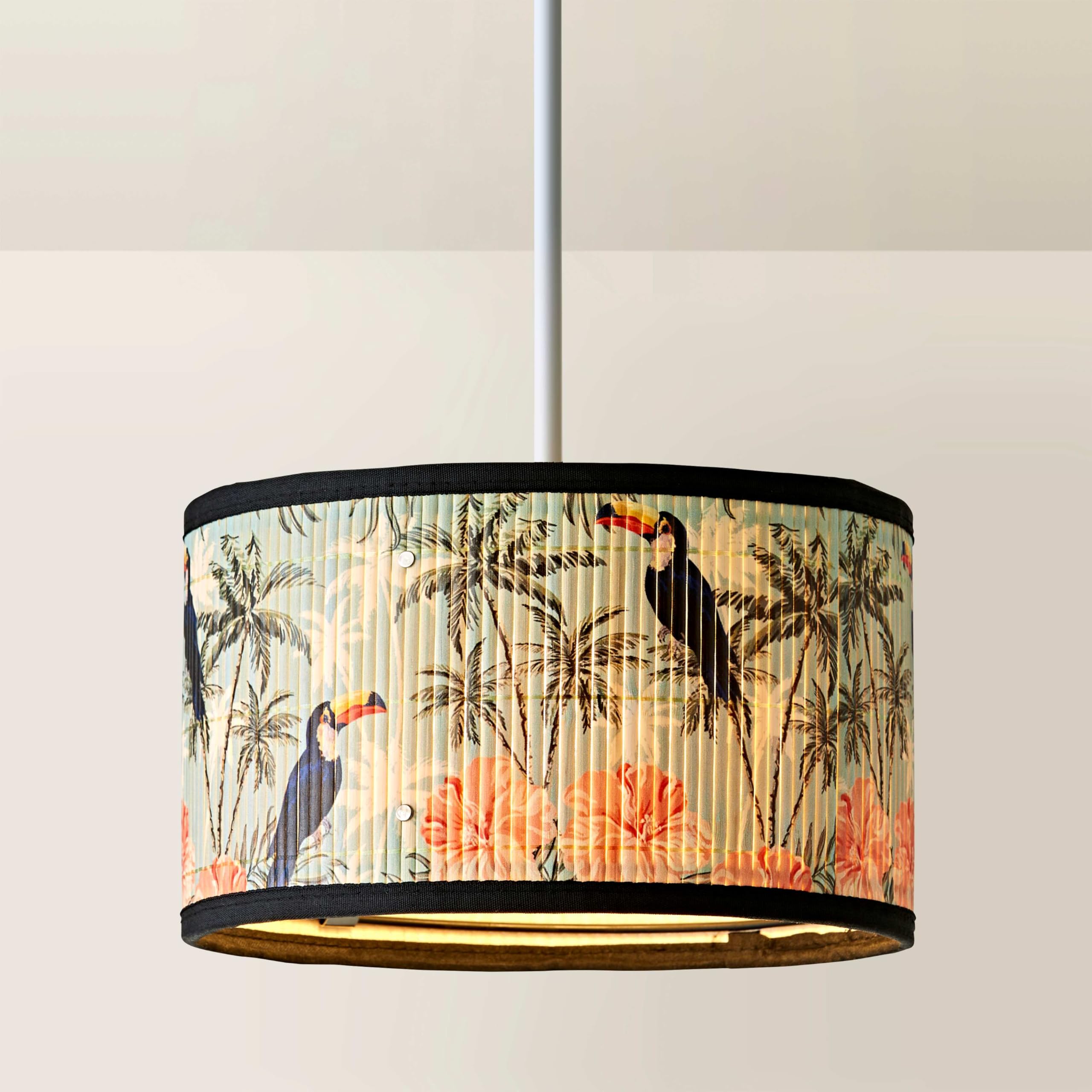 Valuelights Daintree Pastel Jungle Bamboo Drum Small Ceiling Lamp Shade