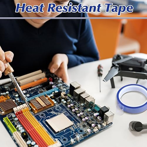 Miniatura 6 de 5 rollos de cinta resistente al calor de 0.787 in × 98.4 ft (98 pies) cinta azul de sublimación resistente a altas temperaturas, cinta de