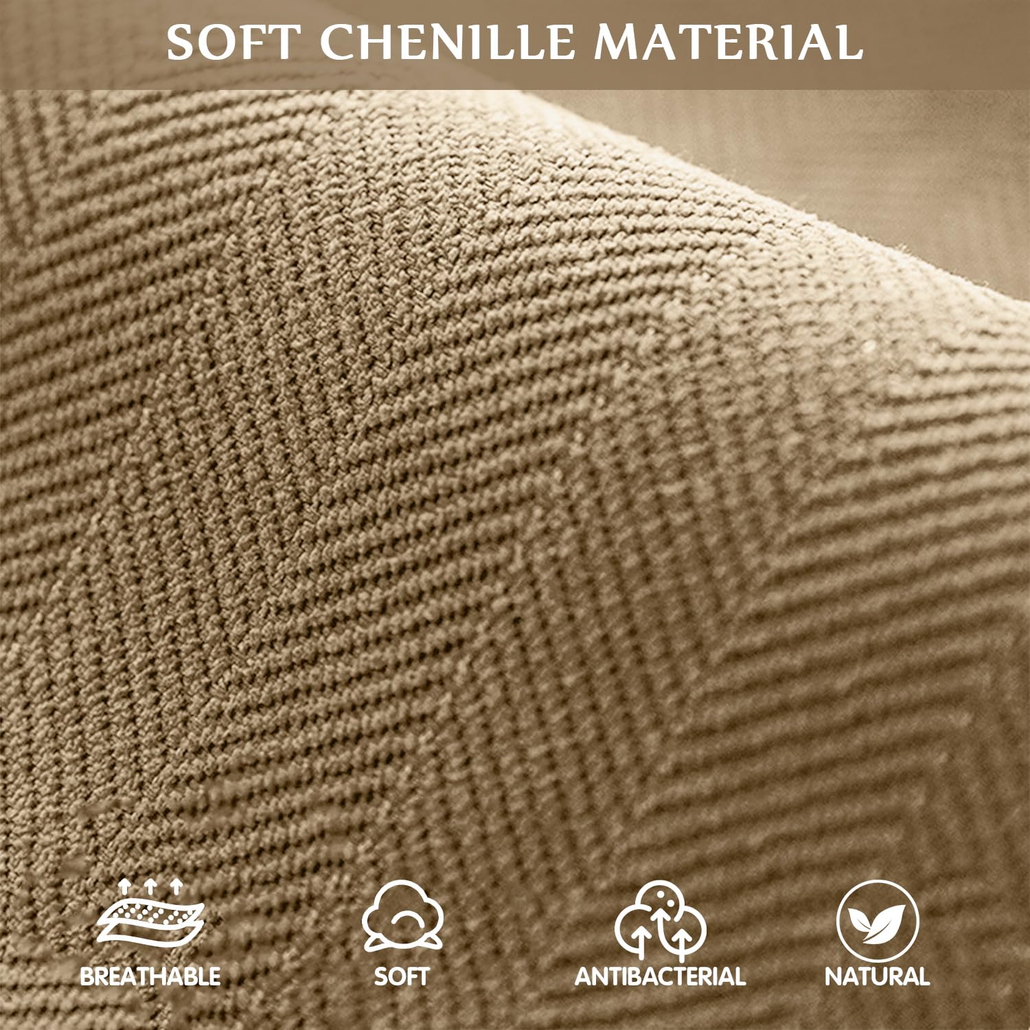 Herringbone Chenille Fabric Furniture Protector Sofa Cover 1 2 3 Seater - Image 4