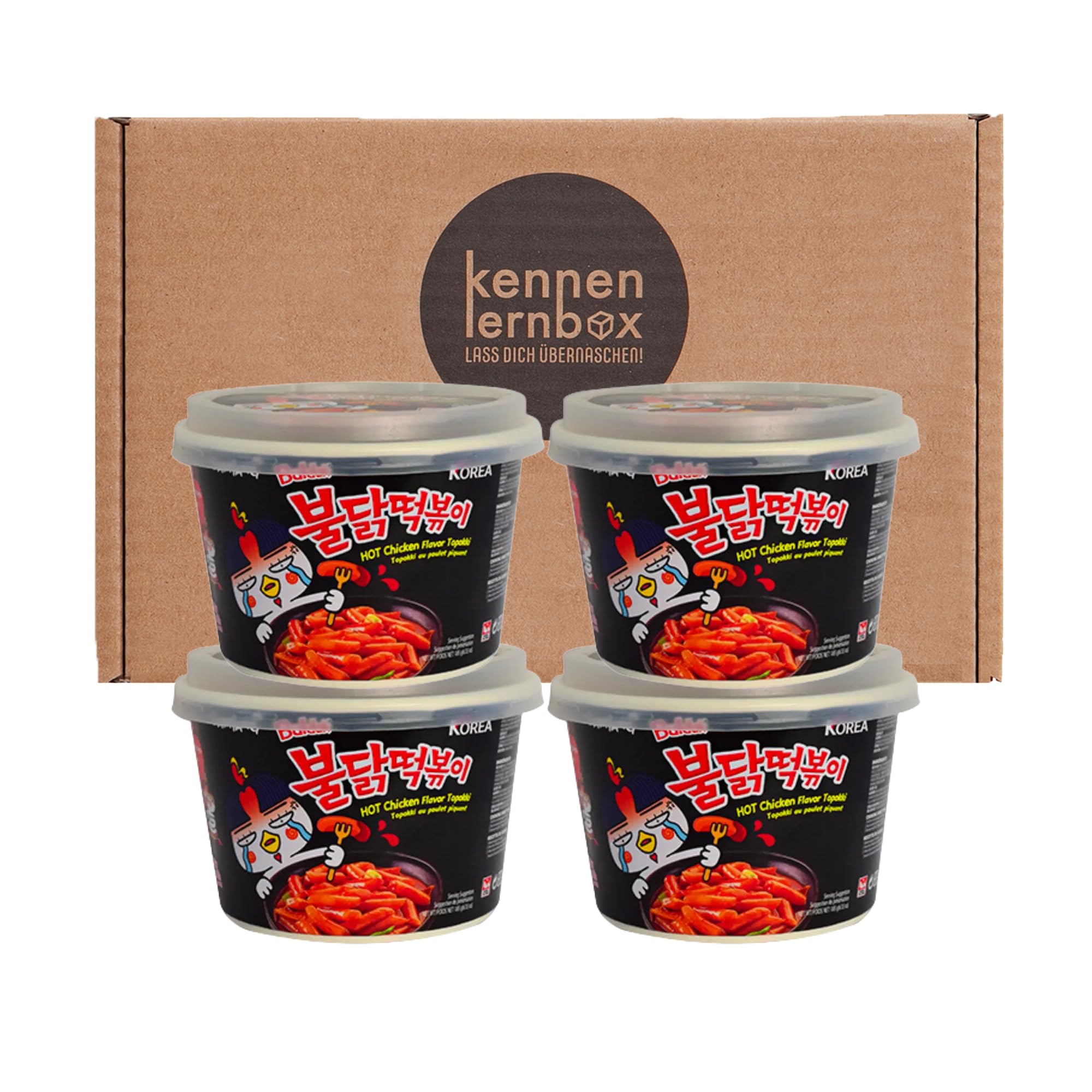 Kennenlernbox 4er Buldak Original Topokki | SAMYANG Hot Chicken Reiskuchen (4x 179g).