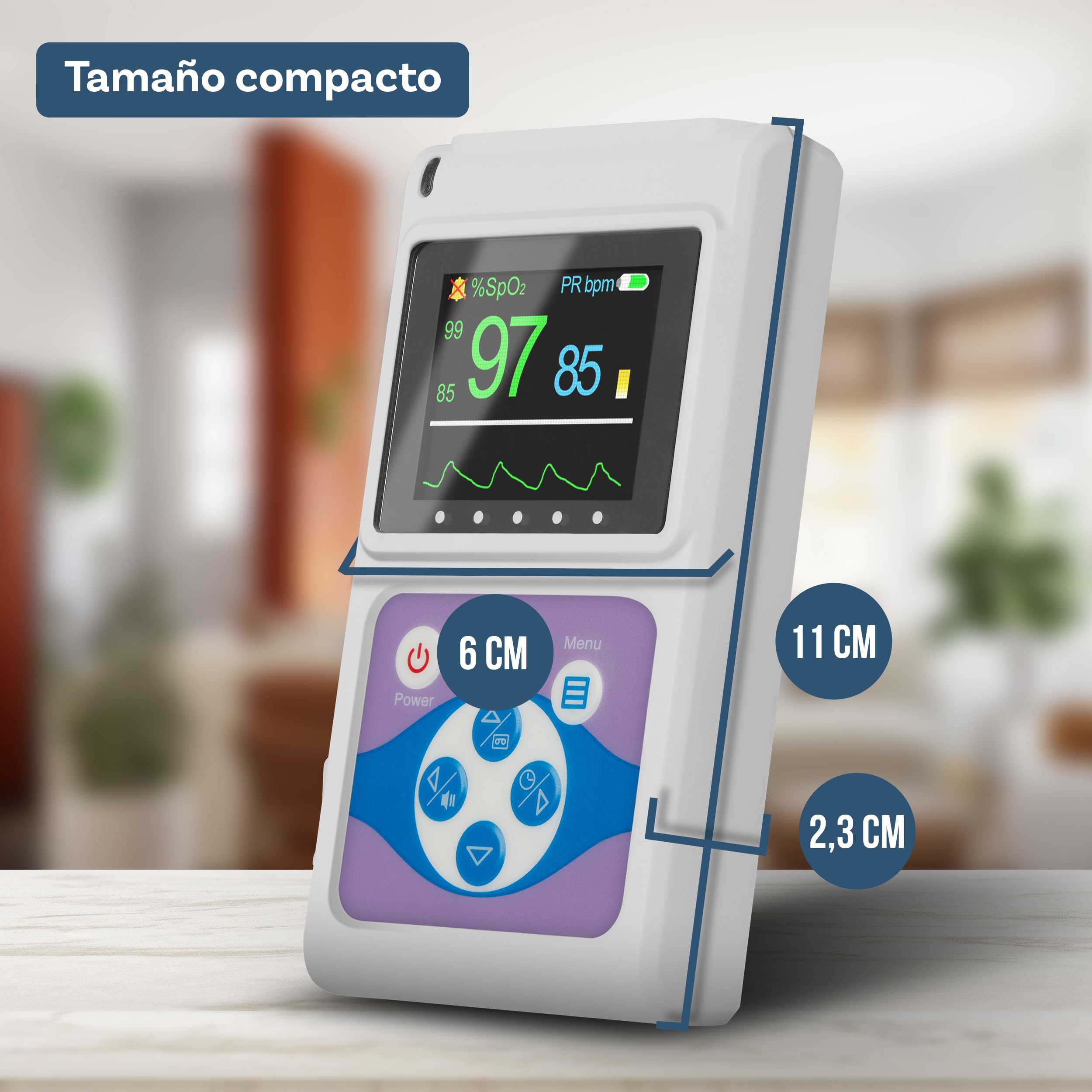 Pulox PO-650B - Pulsioxímetro de dedo para bebés con sensor externo - Medición de SpO2 y pulso en lactantes y niños