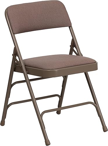 Miniatura 11 de Flash Furniture HERCULES Series - Silla plegable de metal de tela beige curvada con triple soporte y doble bisagra, 2 unidades